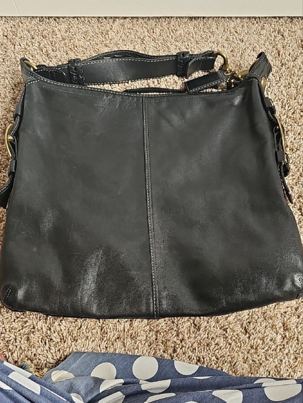 Coach XL Bleecker Black Burnished Leather Felicia Hobo Bag 11424 Tattersall EUC - Picture 13 of 14